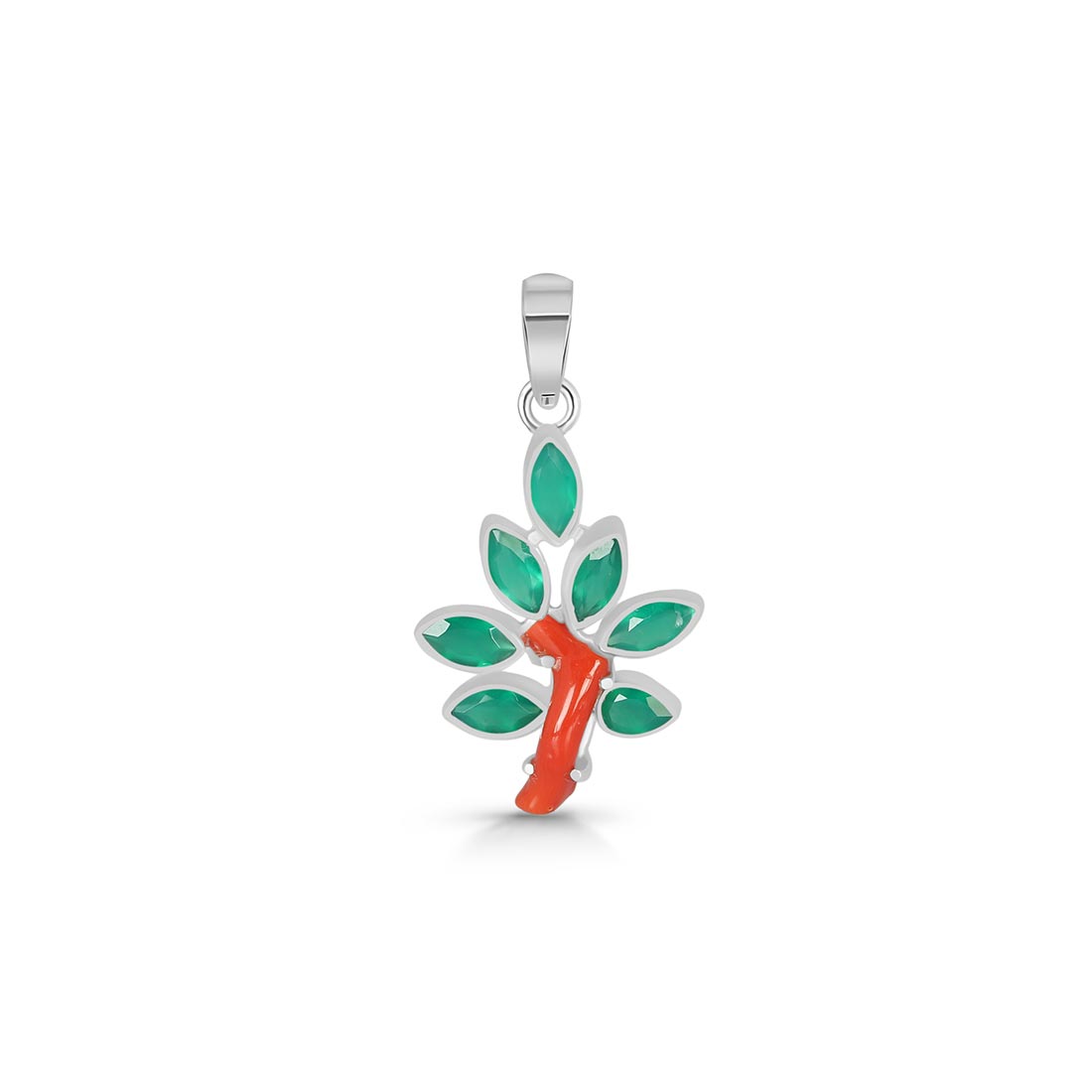Red Coral / Green Onyx Pendant-(COR-P-79)